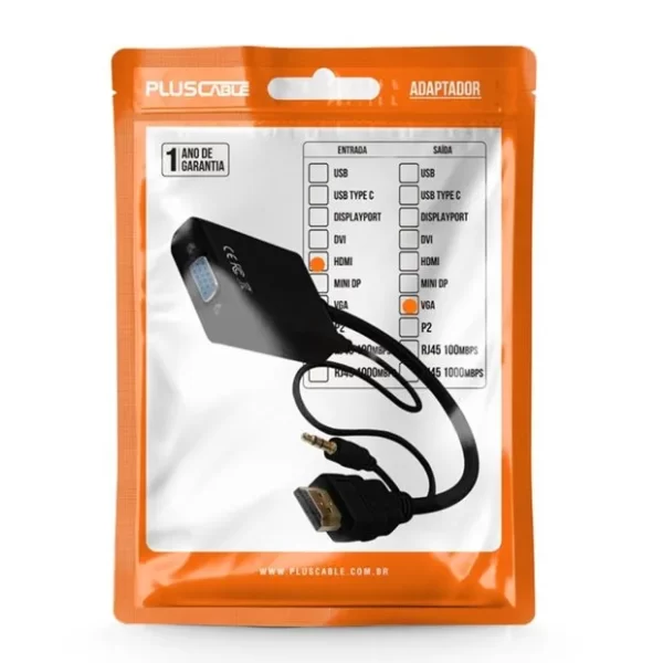 CABO ADAPT HDMI M/VGA F+P2 ADP-HDMIVGA20BK PC - Imagem 2