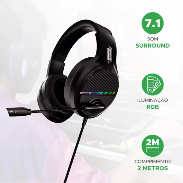 HEADSET GAMER 7.1 RGB 5+ - Y5-2000 - Imagem 2