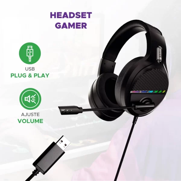 HEADSET GAMER 7.1 RGB 5+ - Y5-2000 - Imagem 3