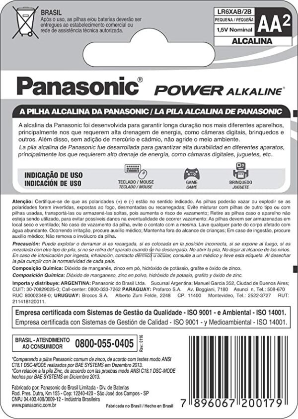 PILHA PANASONIC - ALK - LR6 PEQ.AA (BLISTER C/2) - Imagem 2