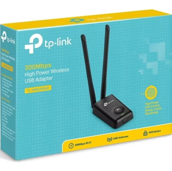15189567840_D_NQ_NP_2X_715662-MLB41444264240_042020-F.webp ADAPTADOR WIRELESS USB TP-LINK TL-WN8200ND 300MBPS ALTA POTENCIA - Imagem 1