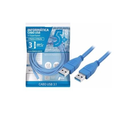 CABO USB 3.1 - USB A MACHO + USB A MACHO 3.1 - 3M - AZUL