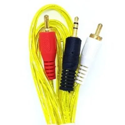 CABO P2+RCA CRISTAL - P2 ESTEREO + 2 RCA MACHO 5M - AMARELO - Imagem 2