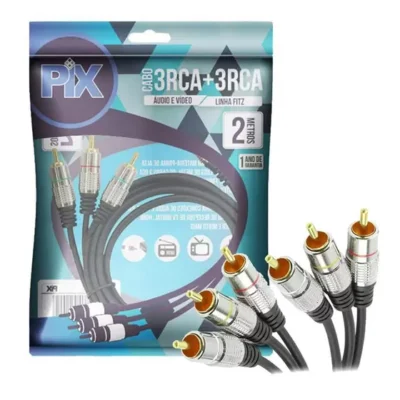 CABO RCA FITZ - 3 + 3 RCA PLUG METAL - 2 METROS