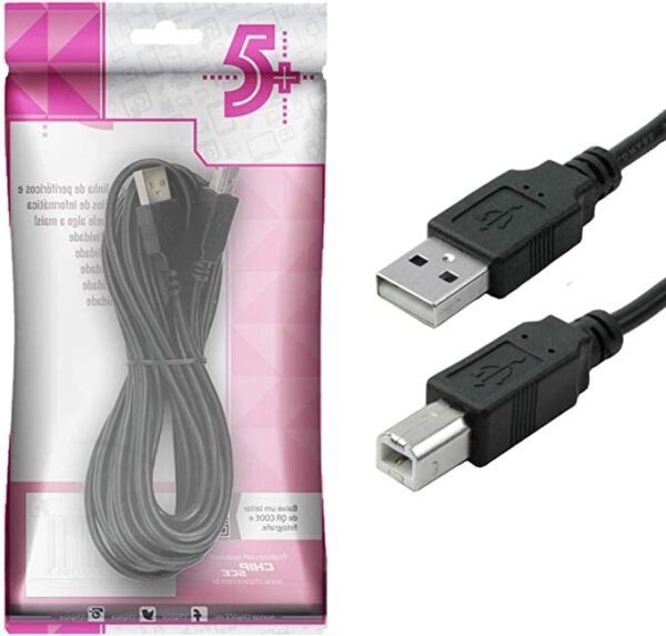 15187957706_61s1Yb3vi5L._AC_SX679_201.jpg CABO USB 2.0 IMPRESSORA A M X B M 5MT PRETO CHIP SCE - Imagem 1