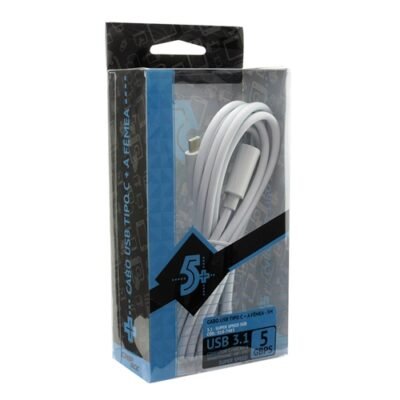 CABO TIPO C PREMIUM - TIPO C 3.1 + USB A FEMEA - 5GB - 3M - BRANCO