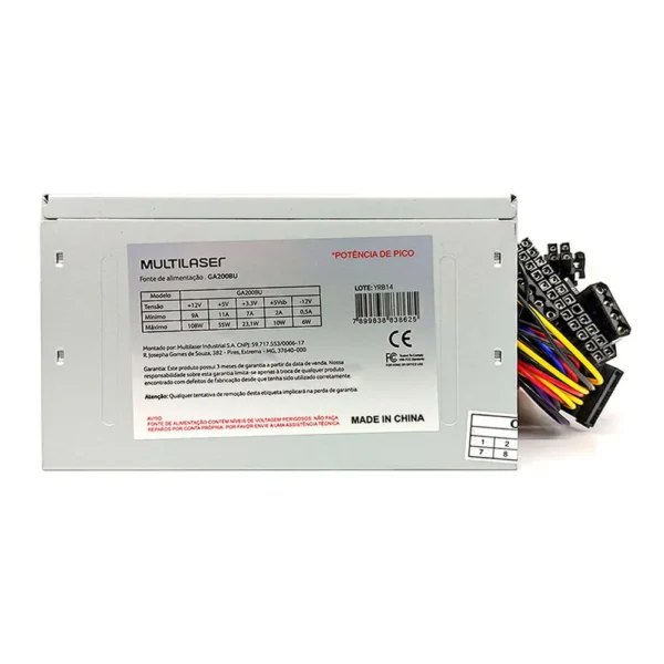 FONTE ATX 200W RM 8CM S CABO BULK - Imagem 3