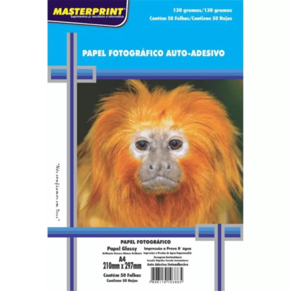 PAPEL FOTOGRAFICO INKJET A4 GLOSSY ADESIVO 130G - UNIDADE - Imagem 1