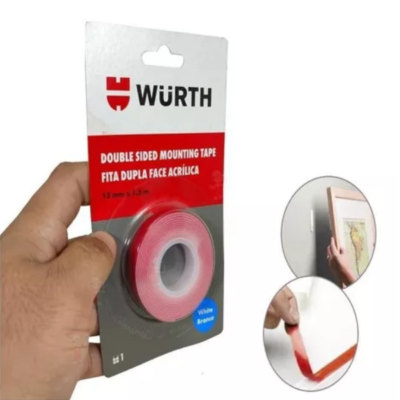 FITA WURTH DUPLA FACE BRANCA 9MM X 1,5M