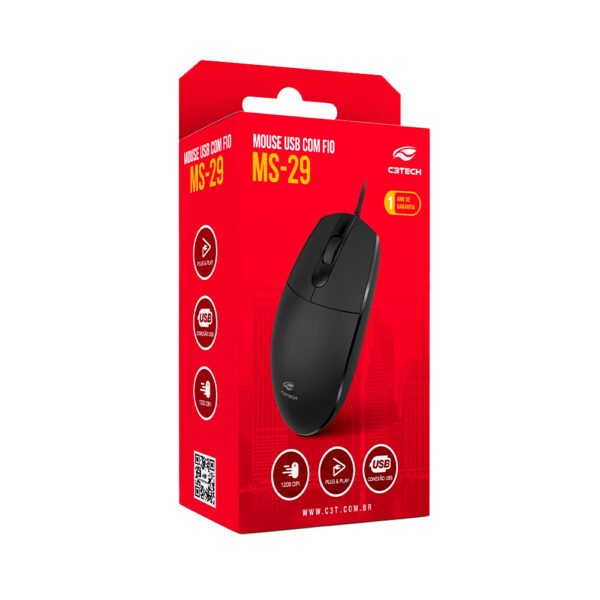 MOUSE USB MS-29BK PRETO C3T - Imagem 4