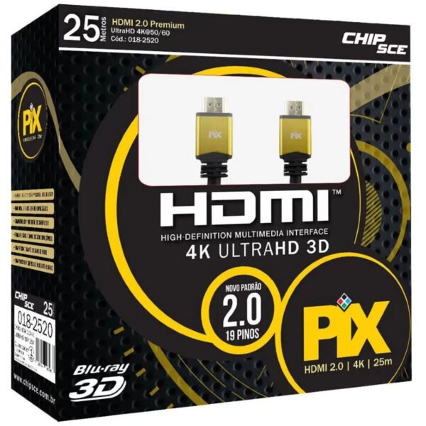 CABO HDMI 25M 2.0 4K HDR 19P  - COM REPETIDOR - Imagem 1