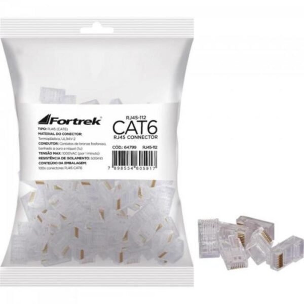 15198752638_CONECTOR20RJ4520CAT620FORTREK201.jpg CONECTOR RJ45 CAT6 - Imagem 1