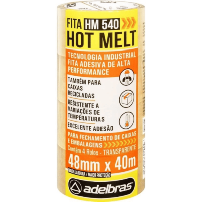 FITA PARA EMPACOTAMENTO HOT MELT 48X40M TRANSPARENT - ADELBRAS