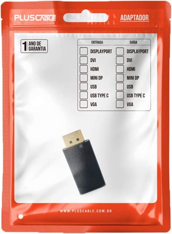 15187985482-61z8era7oel-ac-sl1000.jpg ADAPTADOR HDMI PARA DISPLAYPORT - PLUSCABLE ADP-103BK - Imagem 1
