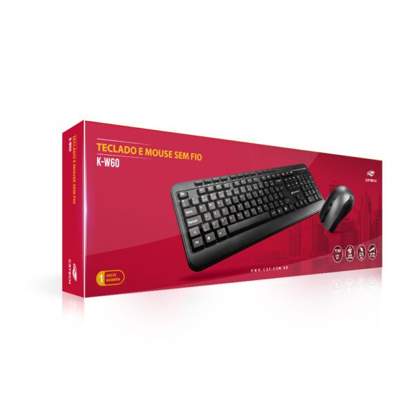KIT TECLADO E MOUSE SEM FIO C3T K-W60BK - Imagem 1