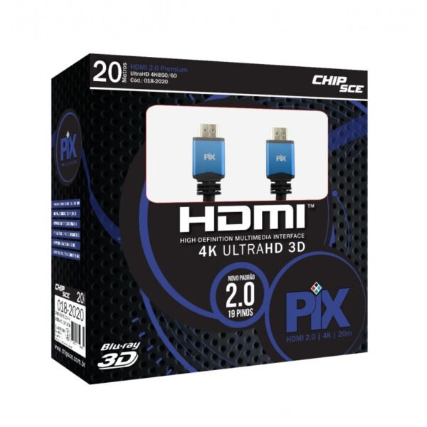 CABO HDMI PIX 20 METROS 2.0 4K ULTRAHD 19 PINOS - Imagem 1