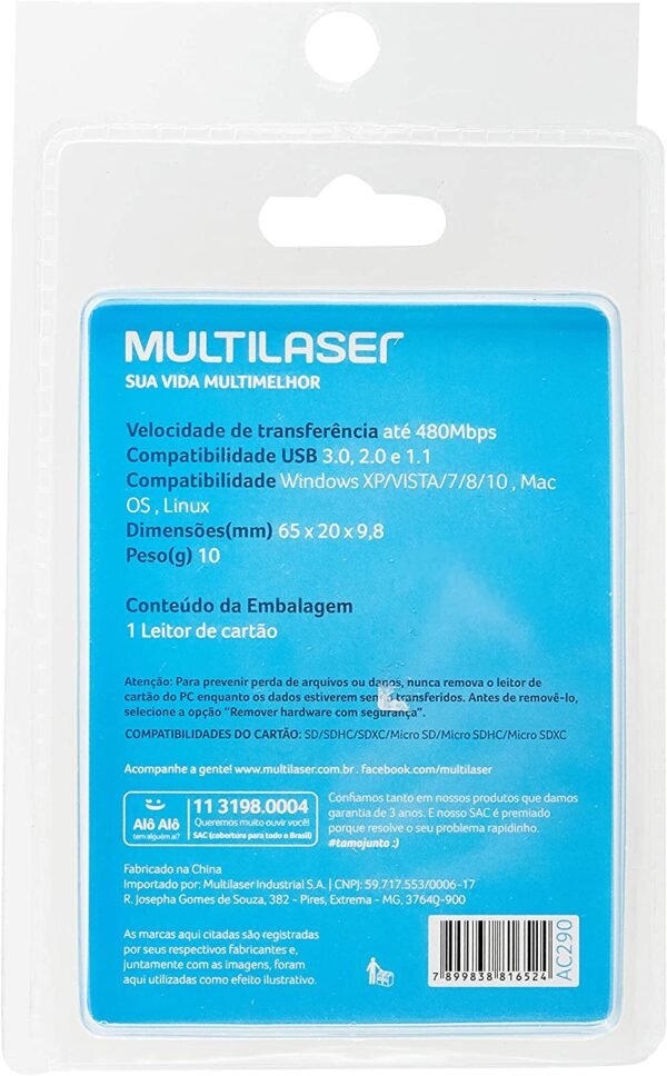 LEITOR CARTAO SD PORTATIL USB 3.0 PTO - Imagem 3