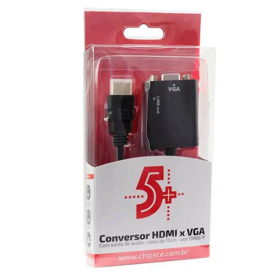 15187883577-a1e050d6bbd6628563d35fd2ebf8809a.webp CABO ADAPTADOR CONVERSOR HDMI PARA VGA - SAIDA AUDIO COM CABO P2 - Imagem 1