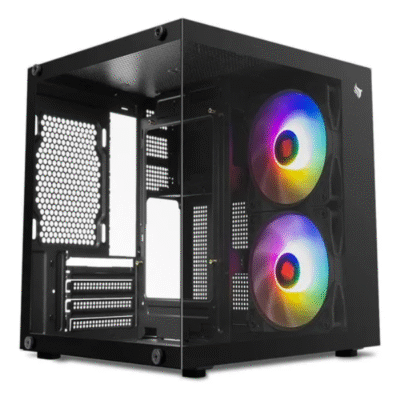 Gabinete Gamer Pichau Atom X, Mini-Tower, Lateral de Vidro, Com 2 Fans, Preto, PG-ATOMX-BK