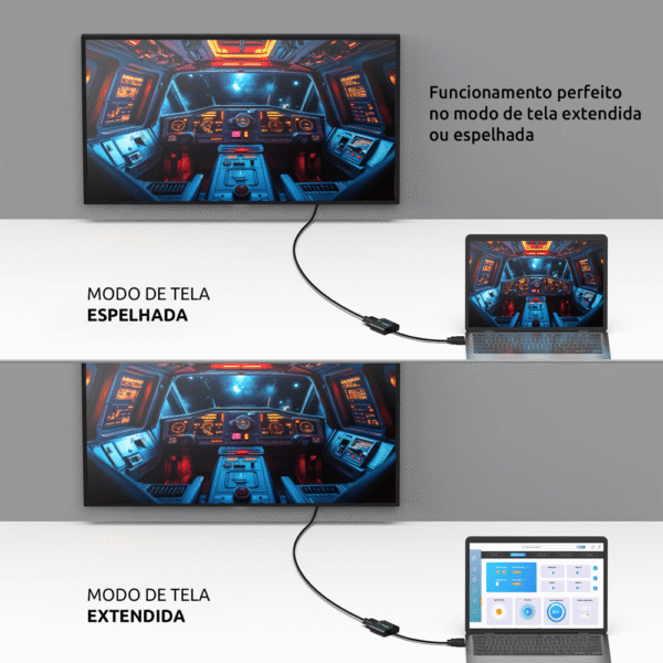 CABO CONVERSOR COMTAC HDMI X VGA + AUDIO + MICRO USB2.0 - Imagem 8