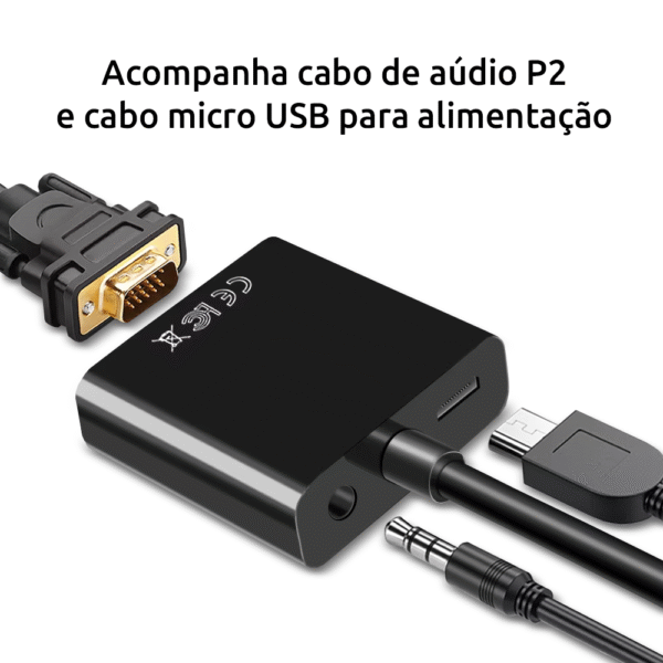 CABO CONVERSOR COMTAC HDMI X VGA + AUDIO + MICRO USB2.0 - Imagem 3