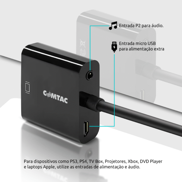 CABO CONVERSOR COMTAC HDMI X VGA + AUDIO + MICRO USB2.0 - Imagem 4