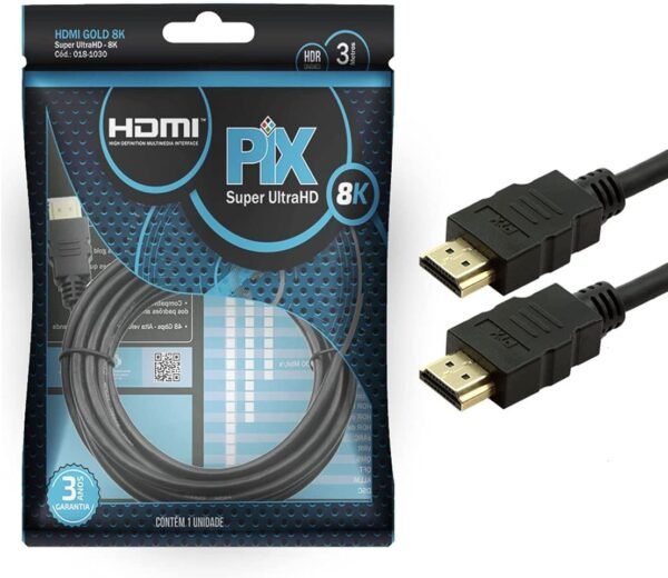 CABO HDMI HDR PIX 1,5 METROS 2.1 8K GOLD - SUPER ULTRAHD - Imagem 2