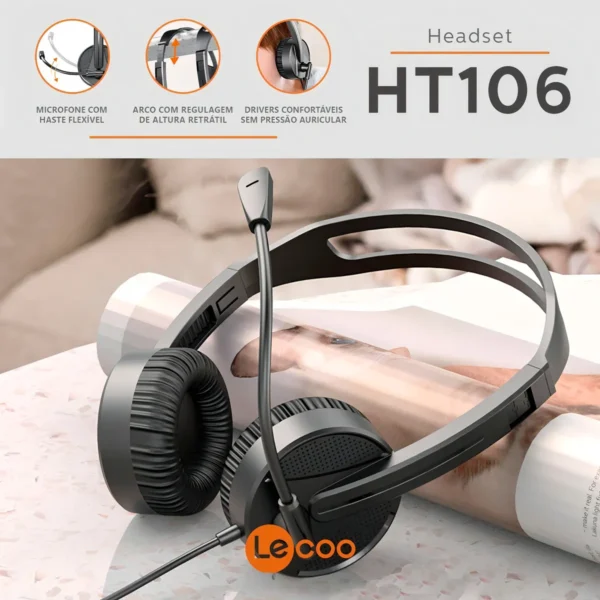 FONE C/MIC USB HT106 LECOO - Imagem 3